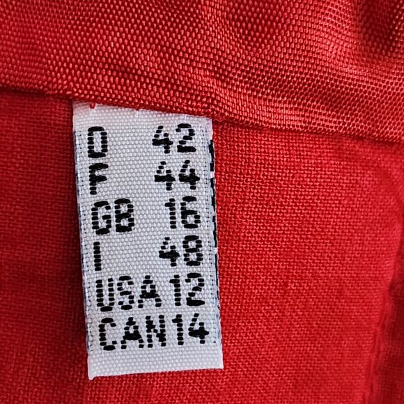 Steilmann VTG Red Pleated 100% Cotton Flowy Side Slit Midi Skirt - Picture 6 of 7